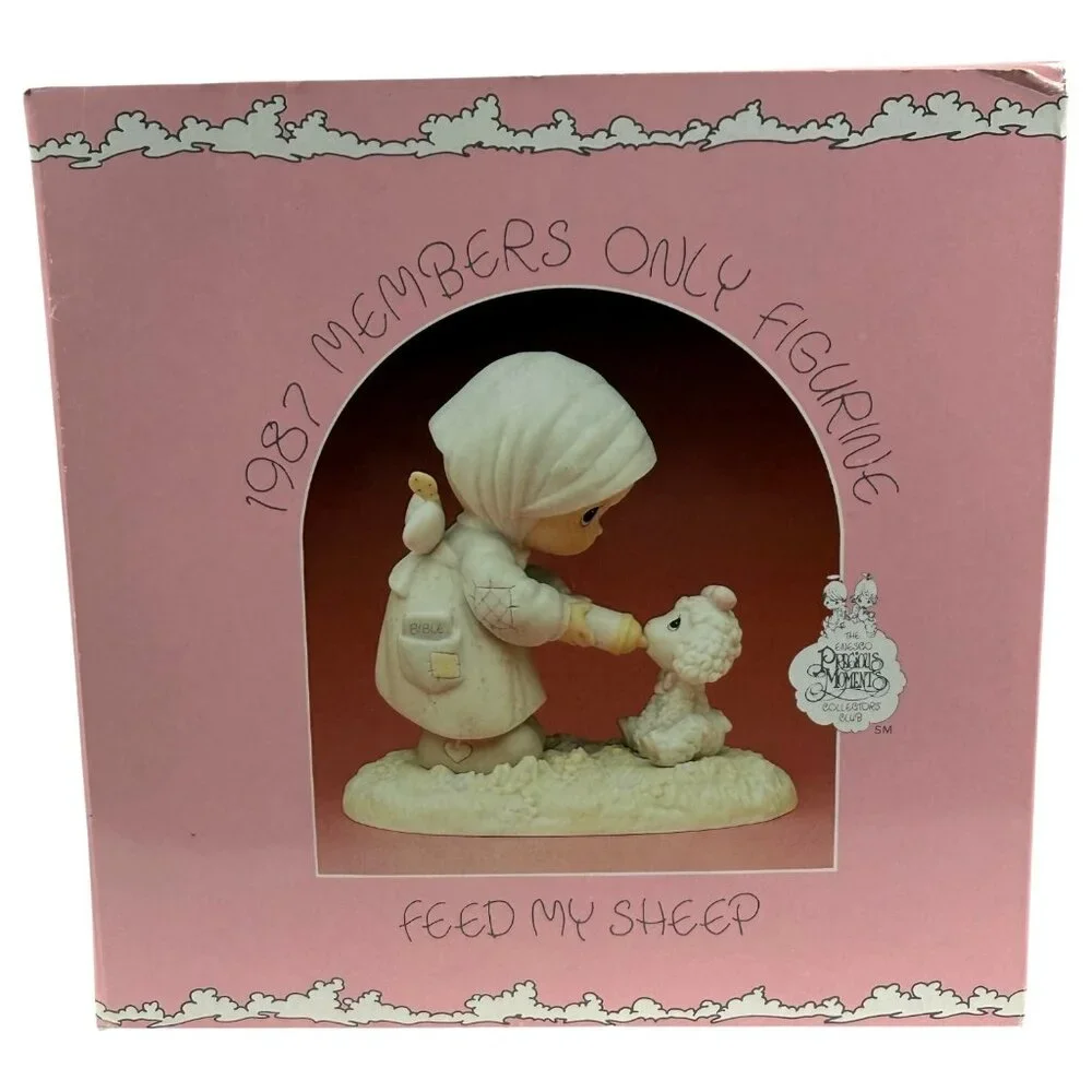 1987 Precious Moments Feed My Sheep Members Only Figurine W/ Original‎ Box & Tag